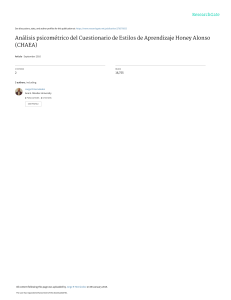 An&aacute;lisis psicom&eacute;trico CHAEA: Estilos de Aprendizaje Honey Alonso