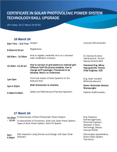 Solar PV System Technology Training - Course Schedule