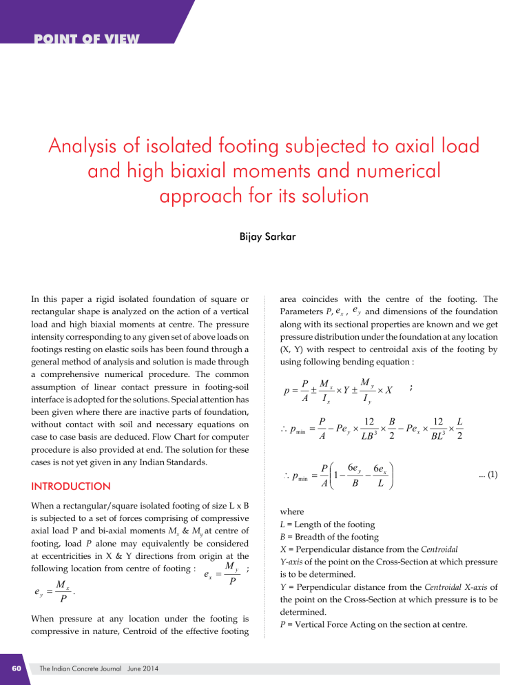 Footing Analysis: Axial Load & Biaxial Moments - Numerical Approach