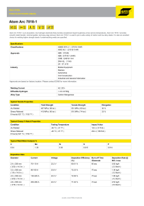 Atom Arc 7018-1 Mild Steel Electrode Datasheet