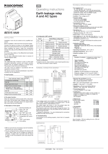 RESYS Earth Leakage Relay Operating Instructions
