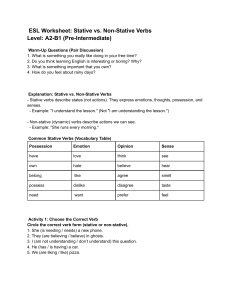 ESL Worksheet: Stative vs. Non-Stative Verbs (A2-B1)