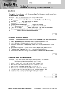 English Upper-Intermediate Grammar, Vocab, Pronunciation Test