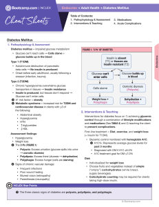 Diabetes Mellitus Cheat Sheet: Pathophysiology, Interventions & Meds
