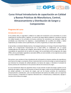 Programa del Curso Calidad y BPM en Bancos de Sangre