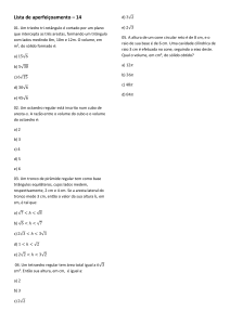 Lista de Exerc&iacute;cios de Geometria: Problemas de Geometria Espacial