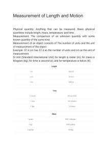 Length and Motion: Measurement Basics