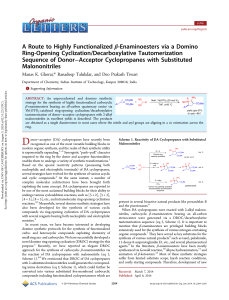 Domino Synthesis of &beta;-Enaminoesters: A Novel Route
