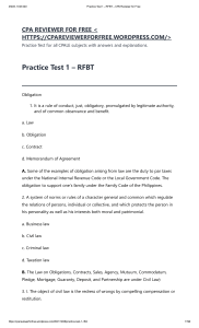 RFBT Practice Test: Obligations - CPA Review