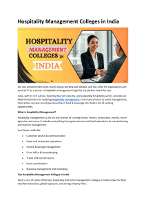 Hospitality Management Colleges in India: A Guide