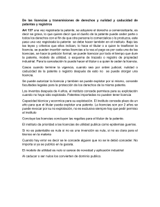 Reglamento de Licencias y Transferencia de Derechos de Patentes