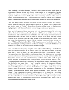 Duffy's Salome & Foreign: Power, Guilt, Discrimination Analysis