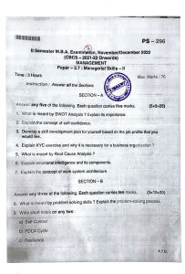 MBA Managerial Skills Exam Paper - November/December 2022