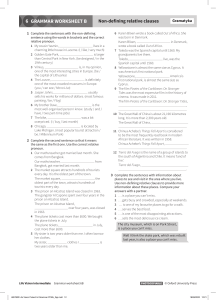 Non-Defining Relative Clauses Grammar Worksheet