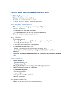 QLD Incorporated Association Setup Checklist