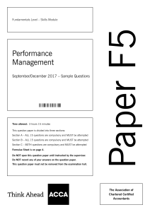 Performance Management Exam Paper - Sample Questions