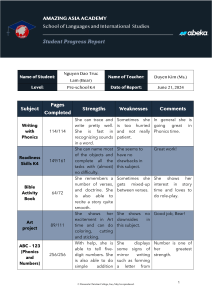 Student Progress Report - Nguyen Dao Truc (K4)