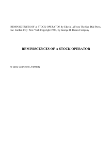 Reminiscences of a Stock Operator: Early Trading Days