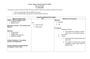 Summer Science Program: Inquiry & Experimentation