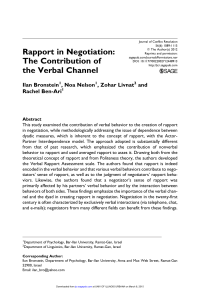 Rapport in Negotiation: Verbal Communication's Role