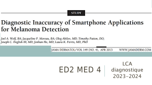 Types d'&eacute;tudes diagnostiques & &eacute;valuation des applications m&eacute;lanome