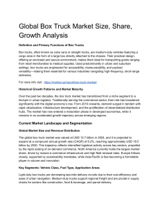 Global Box Truck Market Analysis: Size, Share, Growth to 2030