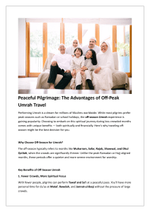 Off-Peak Umrah Travel: Benefits & Planning Guide