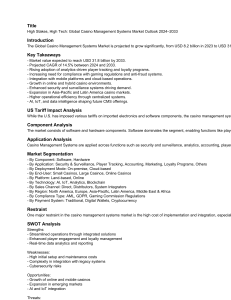Casino Management Systems Market Outlook 2024-2033
