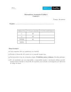 Matem&aacute;ticas Avanzadas II Control 5: An&aacute;lisis de Funciones