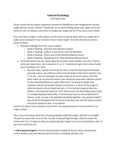 Cultural Psychology: Identity Crisis Paper Plan