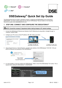 DSEGateway Quick Setup Guide | DSEWebNet Configuration