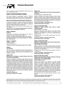 API Petroleum Measurement Standards Catalog