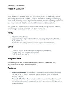 Fixed Assets CS: Depreciation & Asset Management Software Overview