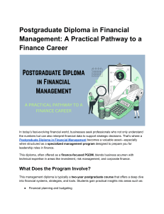 Postgraduate Diploma in Financial Management: Your Finance Career