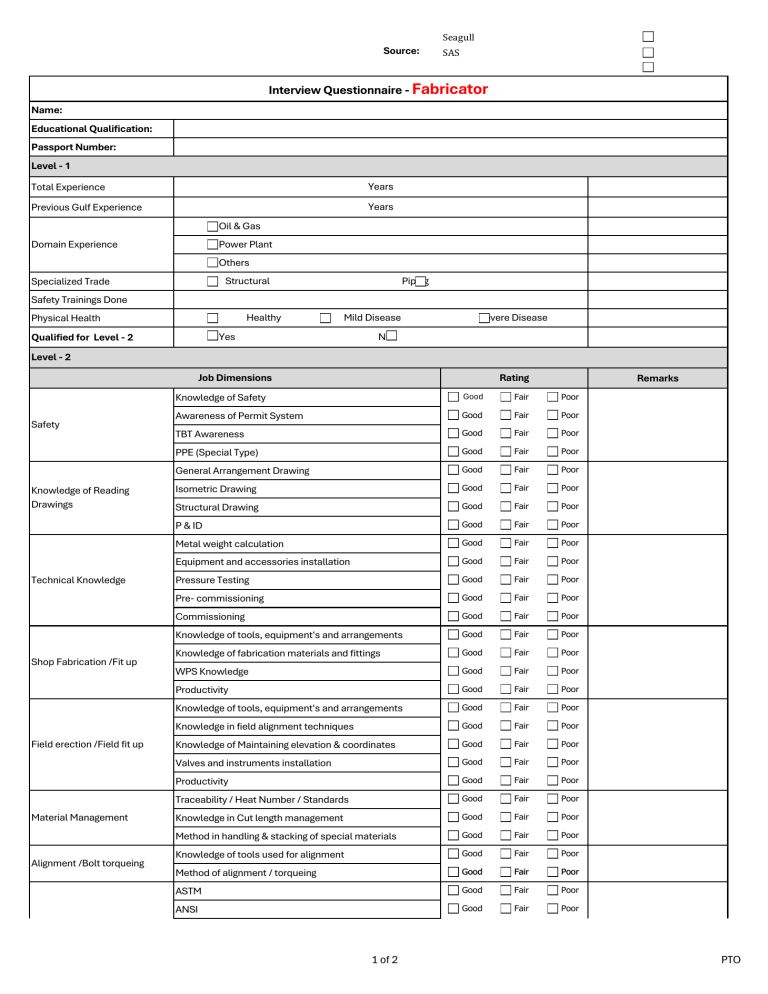 fabricator-interview-questionnaire-skills-assessment