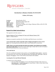 Business Statistics Syllabus - Rutgers University
