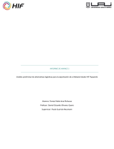 Informe de An&aacute;lisis Log&iacute;stico Exportaci&oacute;n e-Metanol