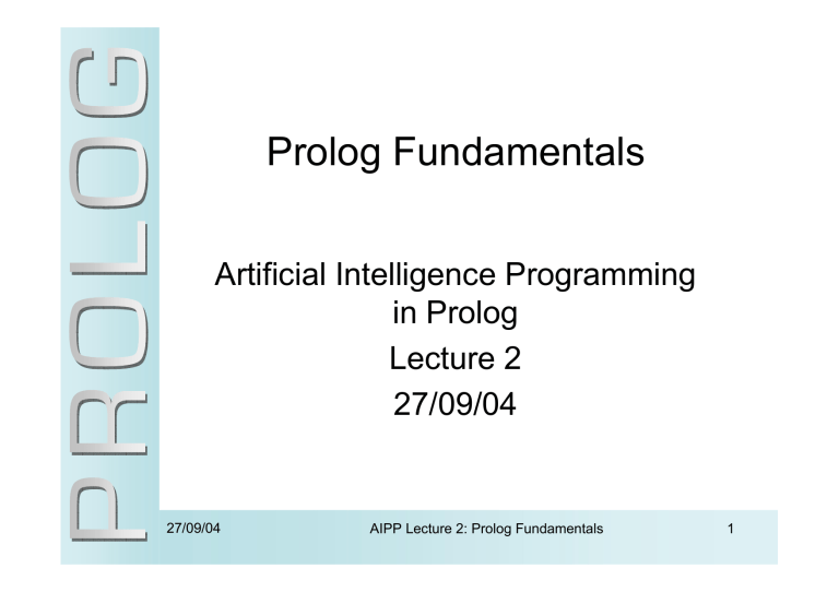 Prolog Fundamentals: AI Programming Lecture