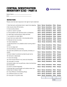 Central Sensitization Inventory (CSI) Questionnaire