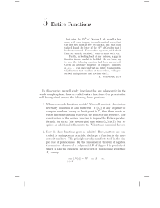 Entire Functions: Jensen's Formula & Hadamard Factorization