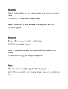Vitamins, Minerals & Fiber: Functions and Food Sources