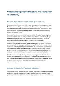 Atomic Structure: Chemistry Foundations & Quantum Theory