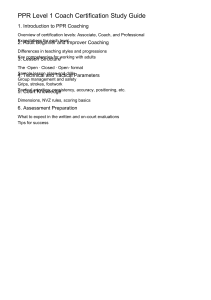 PPR Level 1 Coach Certification Study Guide