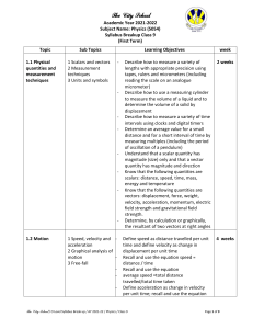 Physics Class 9 Syllabus: Quantities, Motion, Forces, Energy