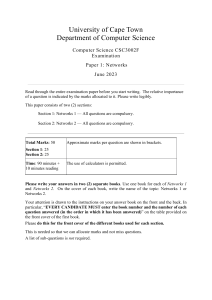 Computer Networks Exam - UCT CSC3002F June 2023