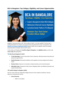 BCA in Bangalore: Top Colleges, Eligibility, Careers