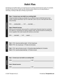 Habit Plan Worksheet: Develop Healthy Habits