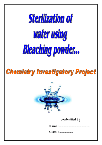 Water Sterilization with Bleaching Powder: Chemistry Project