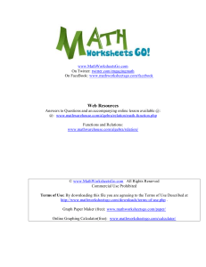 Relations, Functions, Domain & Range Worksheet