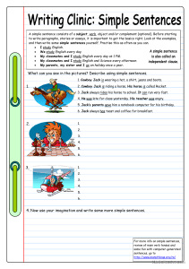 Simple Sentences Worksheet: English Grammar Practice